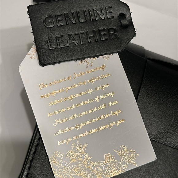 Genuine, leather black woven small box Crossbody purse handcrafted in India - Picture 7 of 11